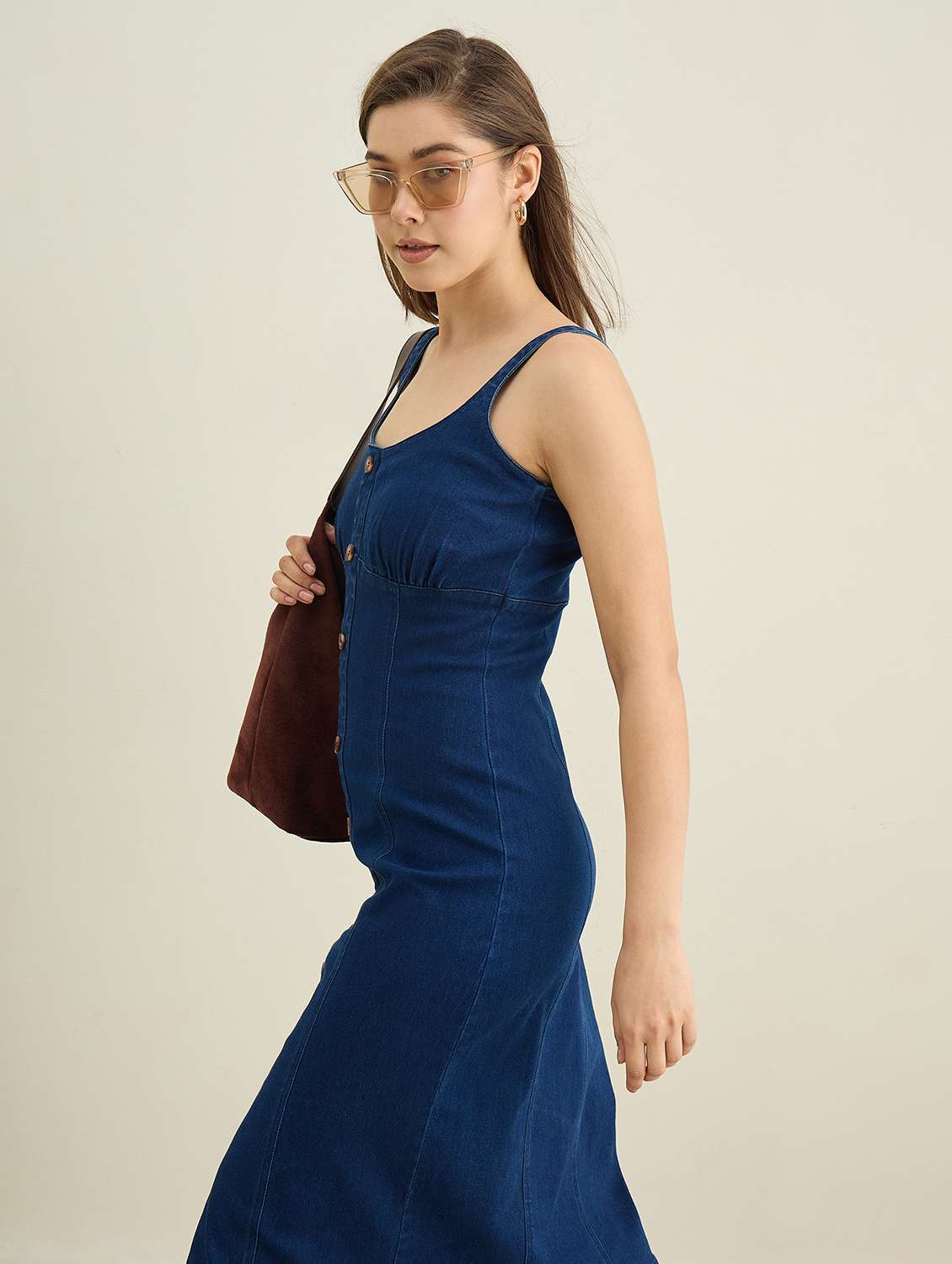 women solid sleeveless denim bodycon dress - 22401935 -  Standard Image - 5