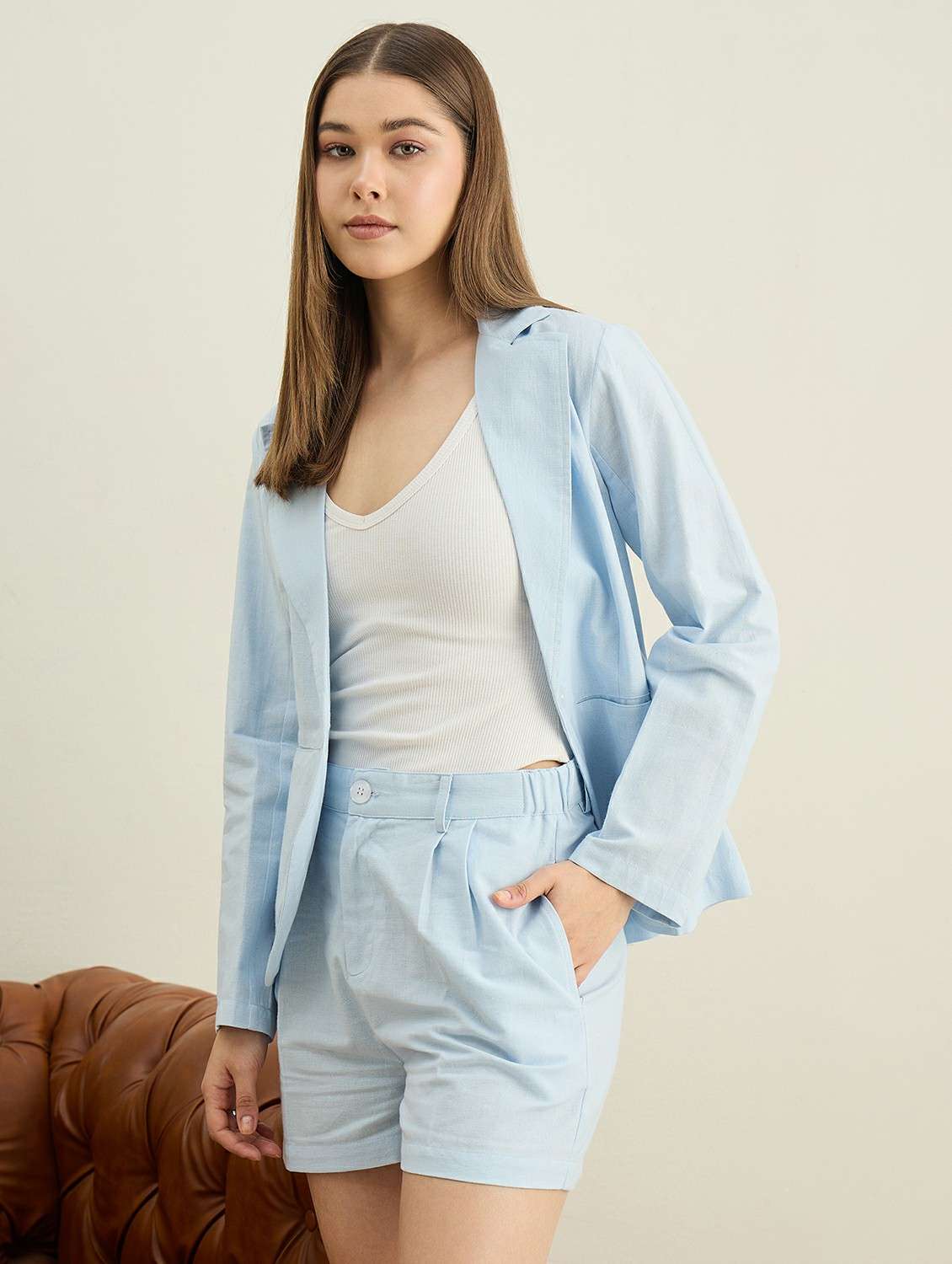 women solid long sleeve single breasted blazer - 22401947 -  Standard Image - 3