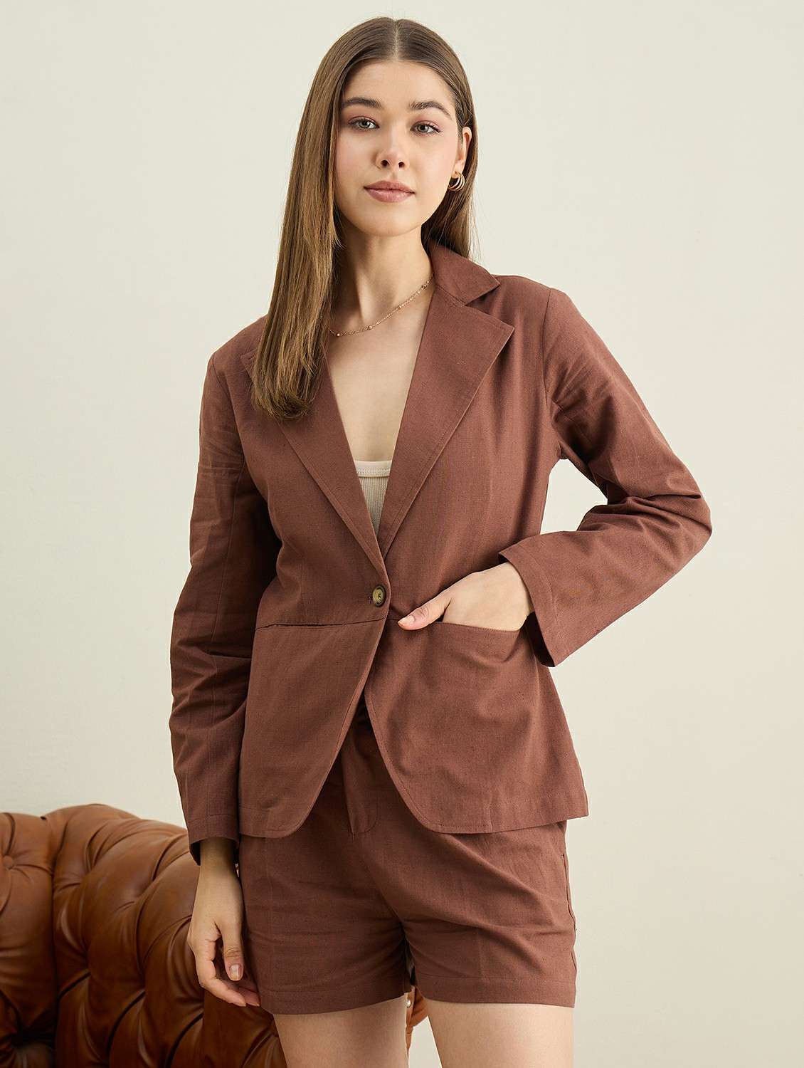 women solid long sleeve single breasted blazer - 22401948 -  Standard Image - 3