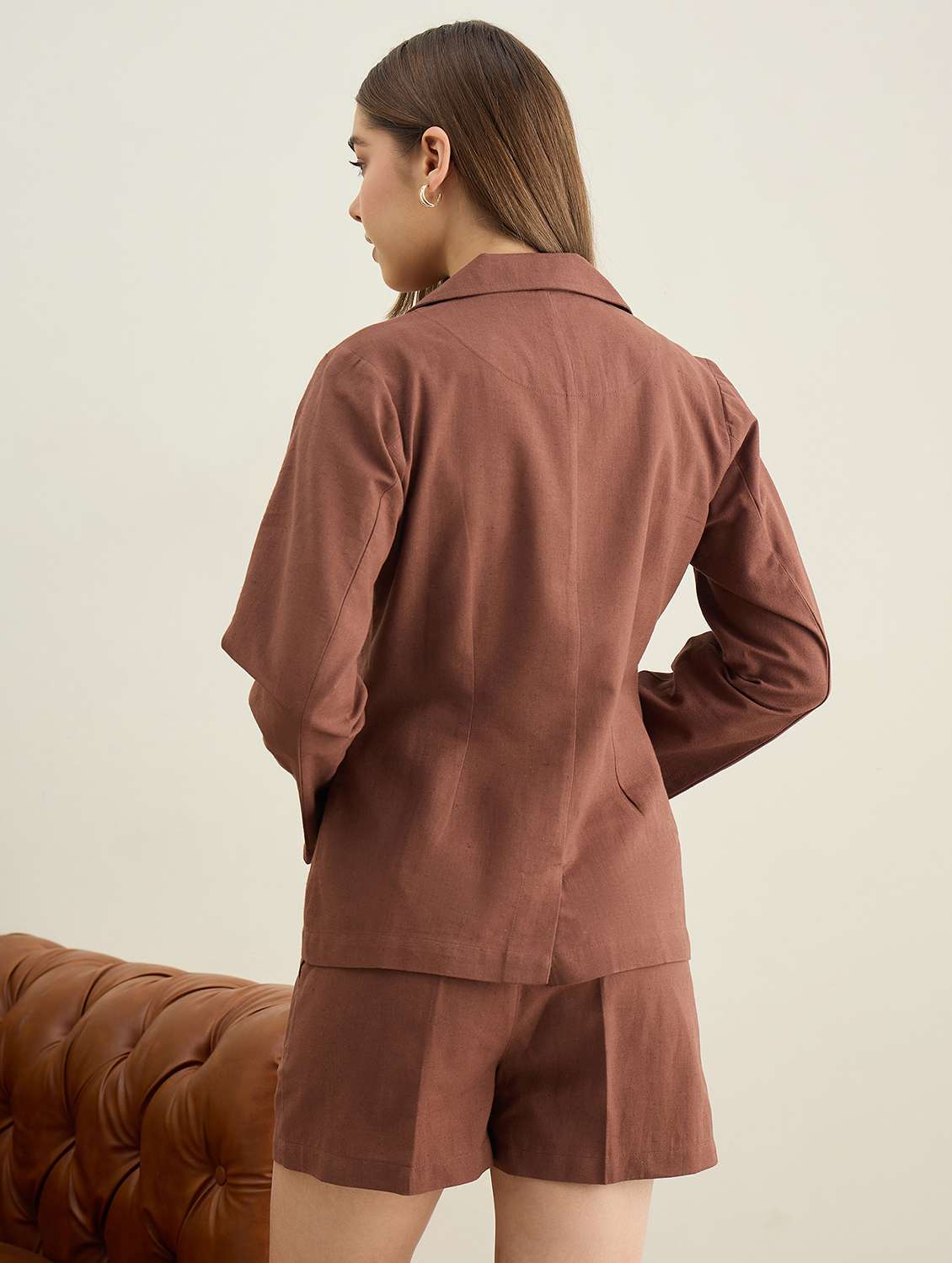 women solid long sleeve single breasted blazer - 22401948 -  Standard Image - 5