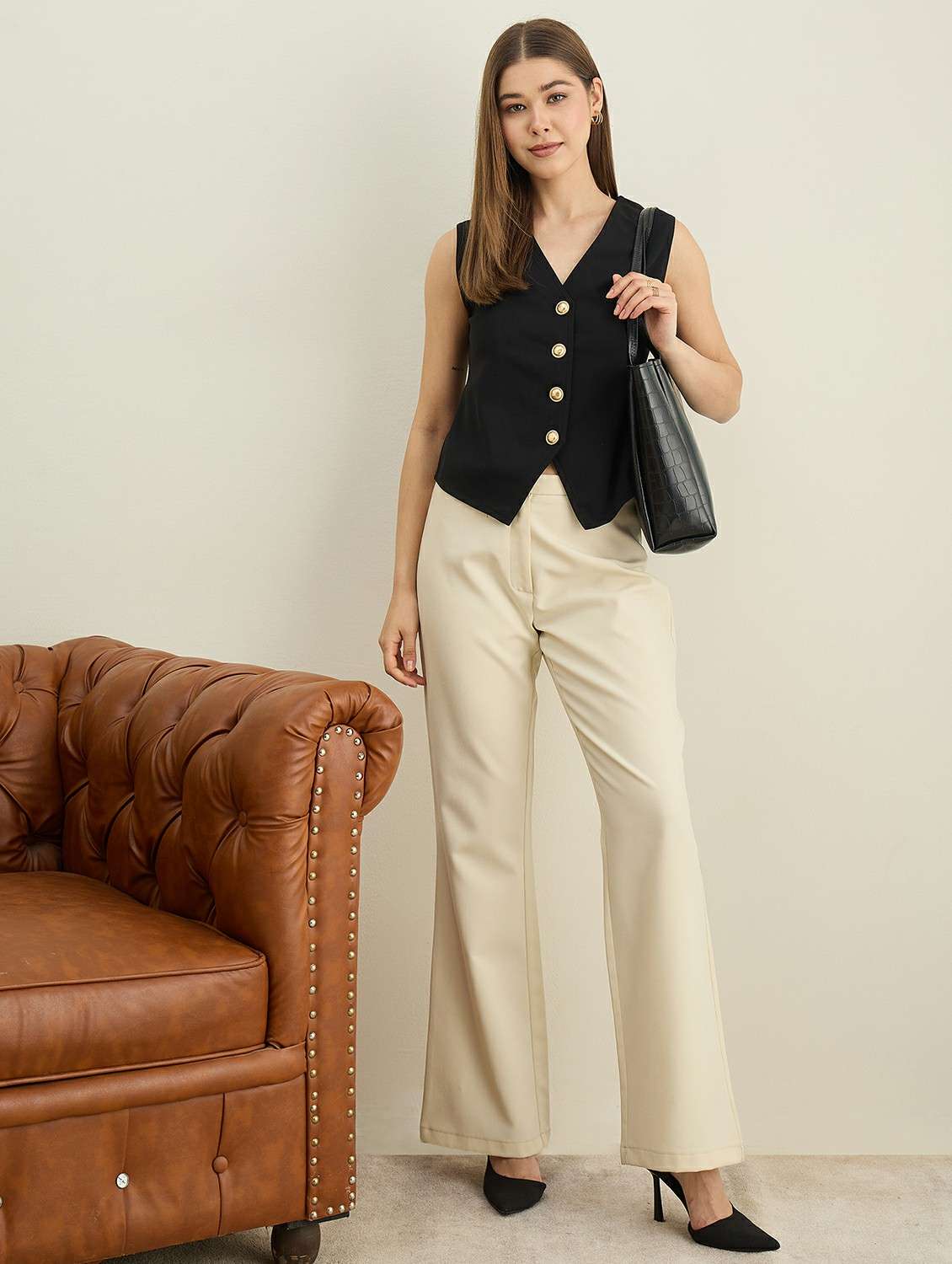 women solid sleeveless vest top - 22401953 -  Standard Image - 5