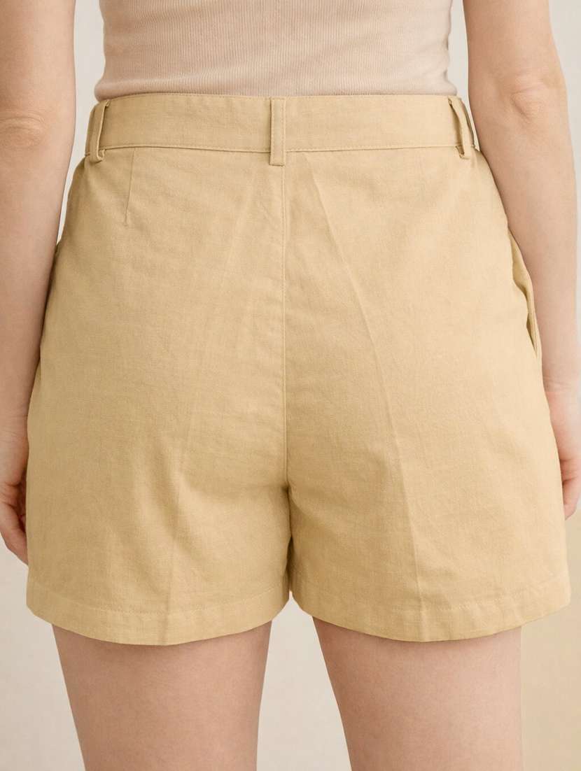 women solid high rise tailored shorts - 22401965 -  Standard Image - 3