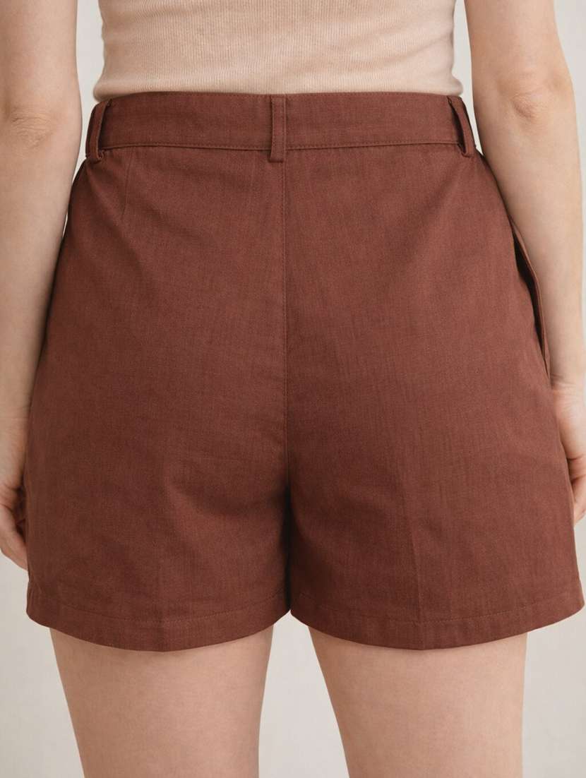 women solid high rise tailored shorts - 22401966 -  Standard Image - 3