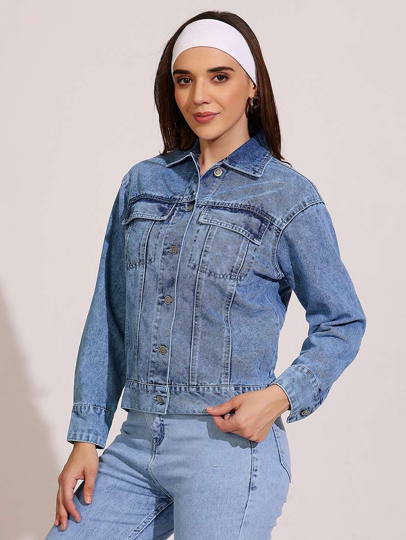 women solid long sleeve denim jacket - 22402002 -  Standard Image - 3