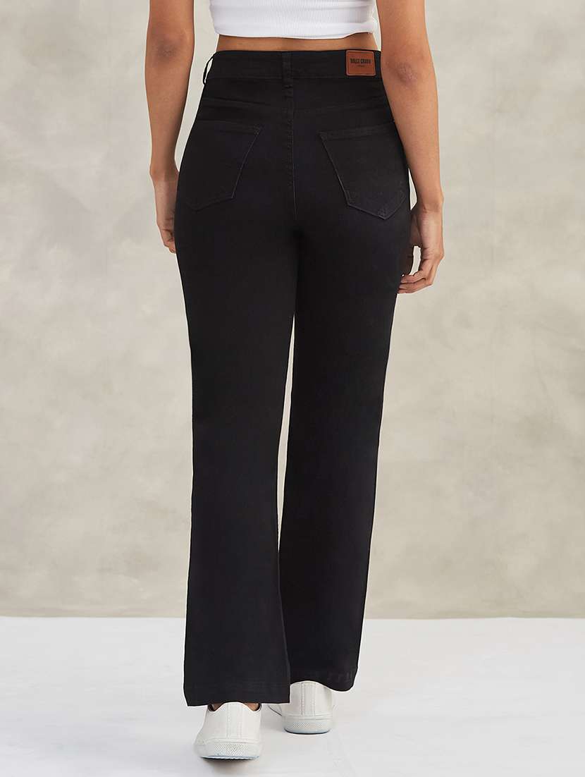 women solid high rise bootcut jeans - 22402016 -  Standard Image - 3