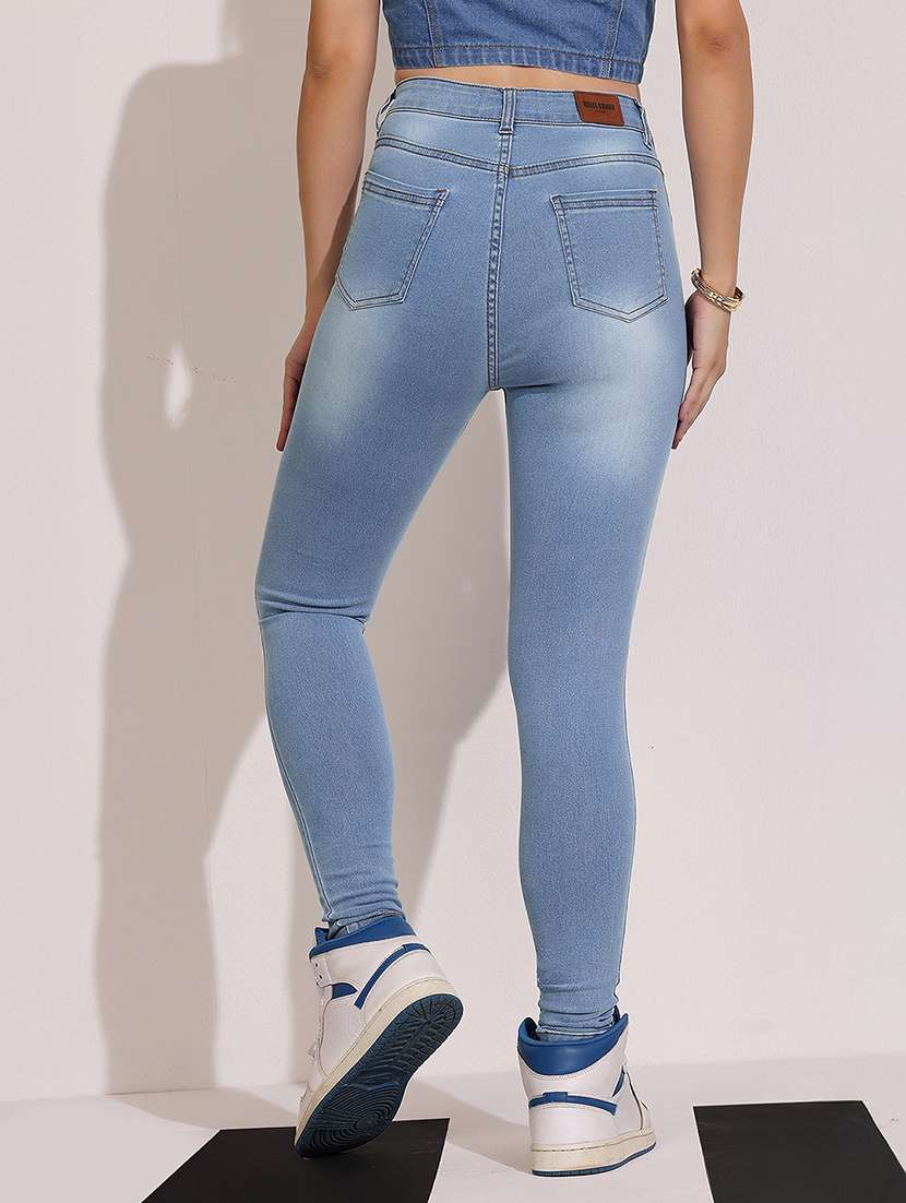 women solid high rise skinny jeans - 22402019 -  Standard Image - 3