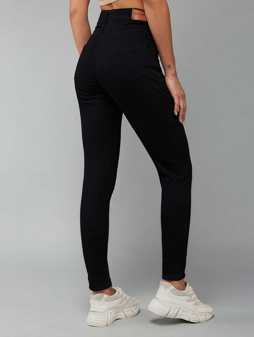 women solid high rise skinny jeans - 22402024 -  Standard Image - 3
