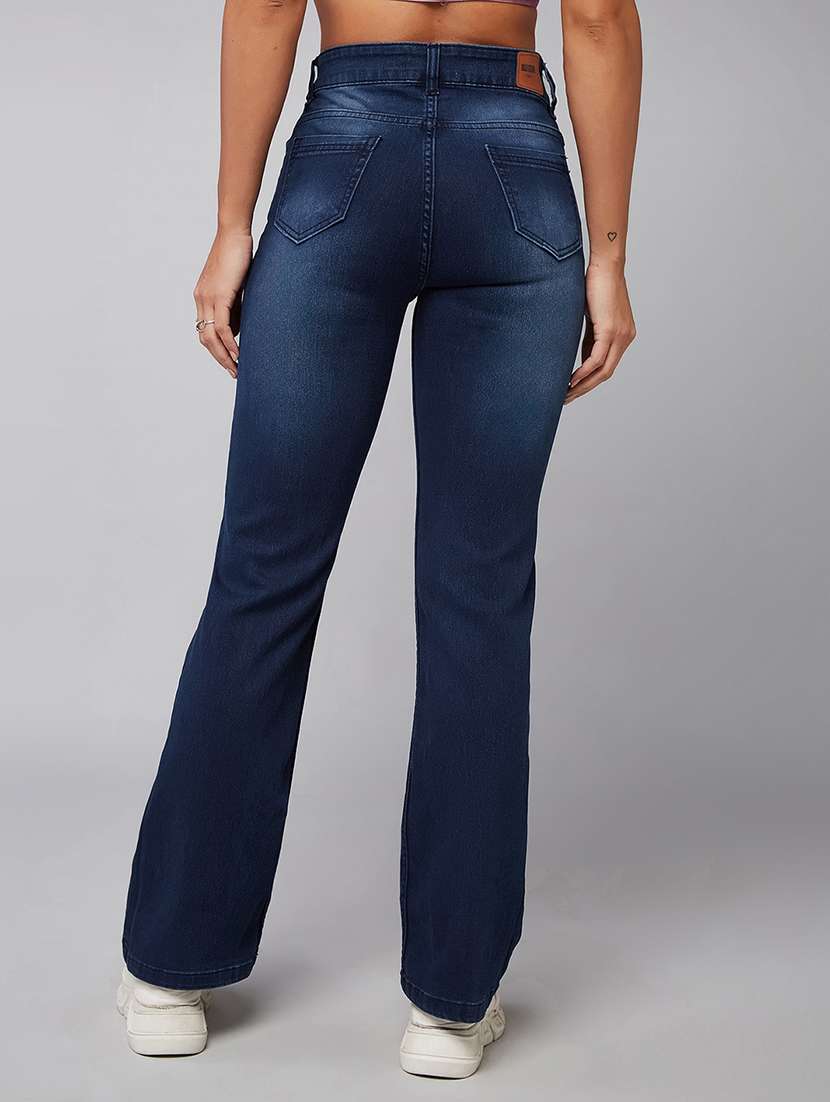 women solid high rise bootcut jeans - 22402030 -  Standard Image - 3