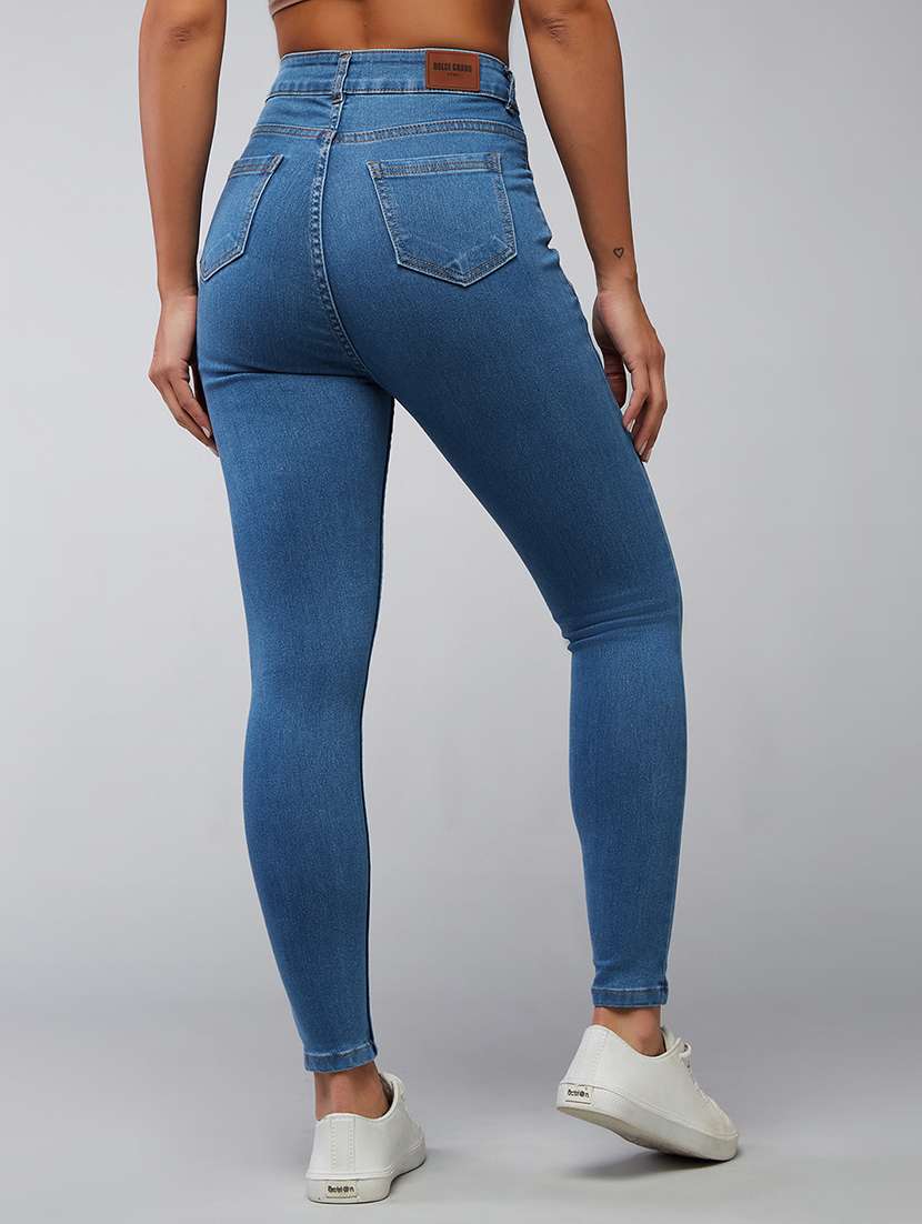 women solid high rise skinny jeans - 22402031 -  Standard Image - 3