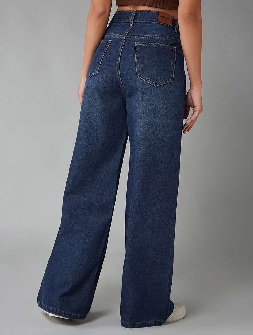 women solid high rise relaxed fit jeans - 22402034 -  Standard Image - 3