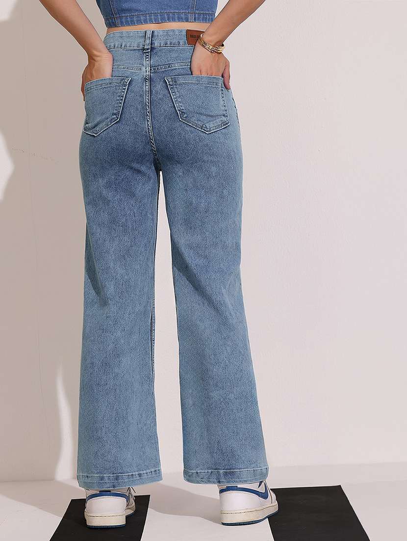 women solid high rise wide leg jean - 22402074 -  Standard Image - 3