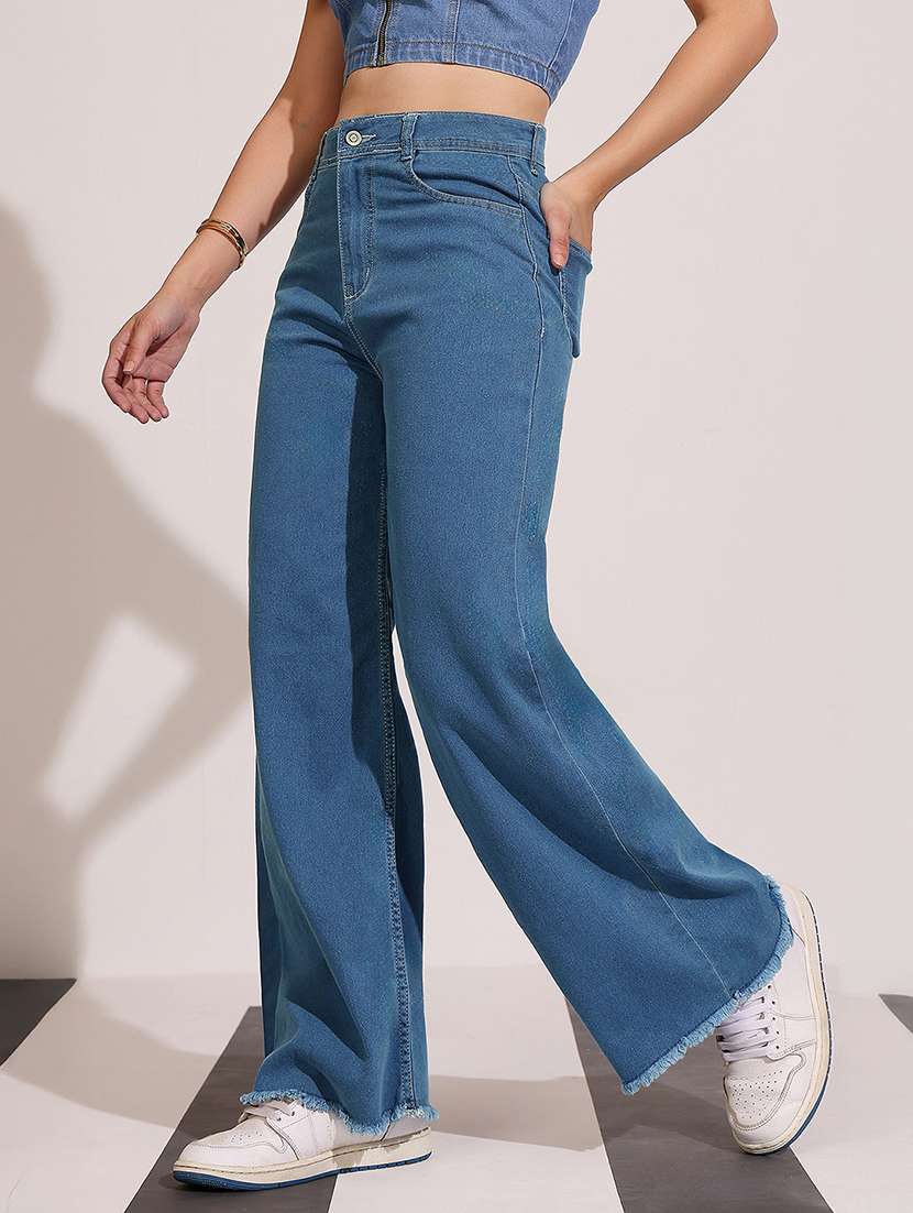 women solid high rise wide leg jean - 22402084 -  Standard Image - 3