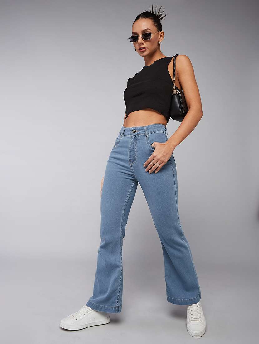 women solid high rise bootcut jeans - 22402138 -  Standard Image - 3