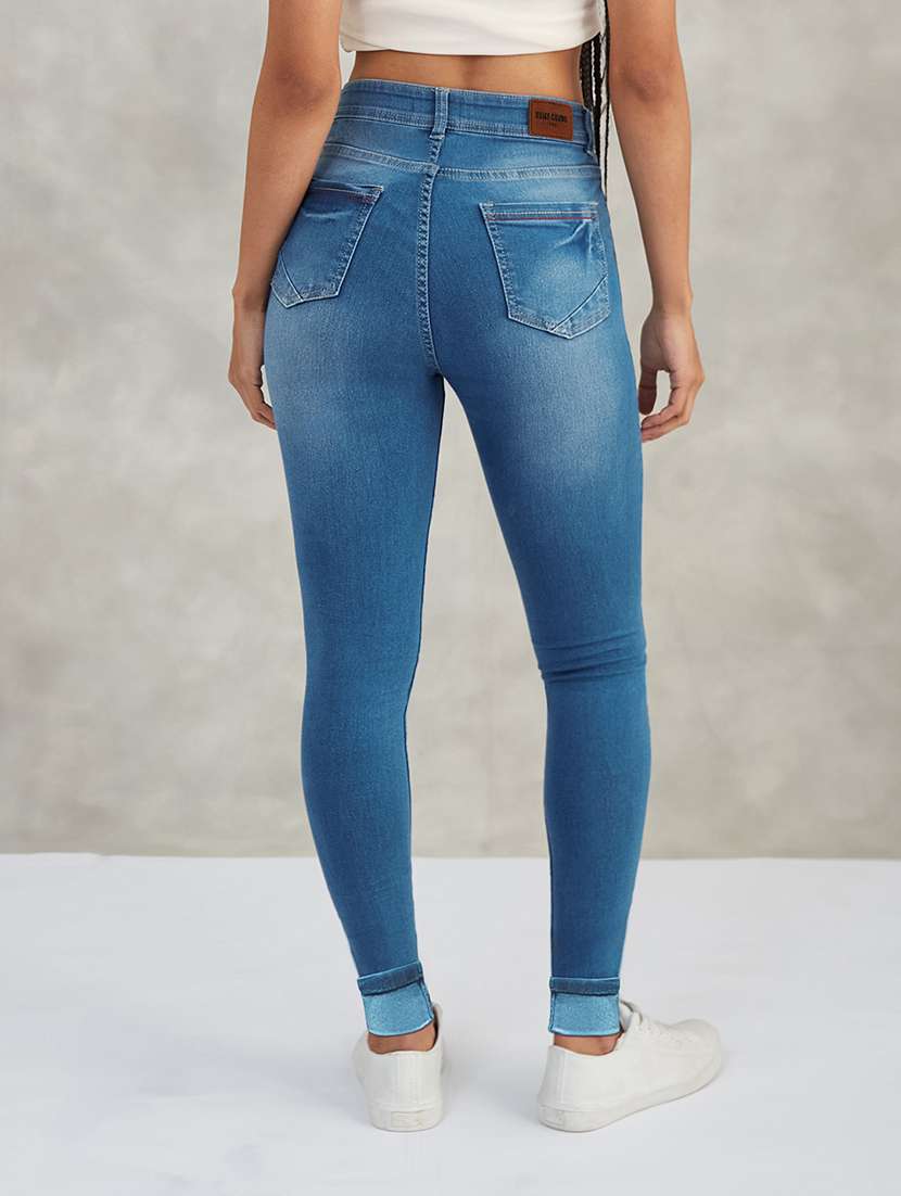 women solid high rise skinny jeans - 22402147 -  Standard Image - 3