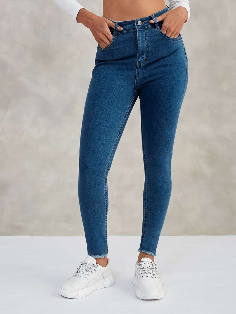 women solid high rise skinny jeans - 22402148 -  Standard Image - 3