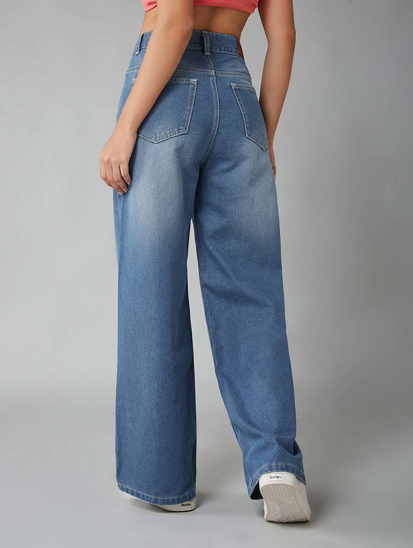 women solid high rise wide leg jeans - 22402151 -  Standard Image - 3