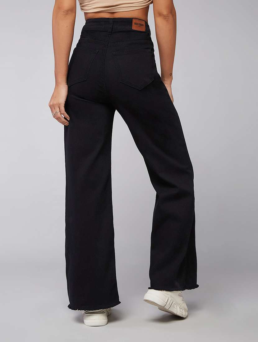 women solid high rise wide leg jeans - 22402160 -  Standard Image - 3