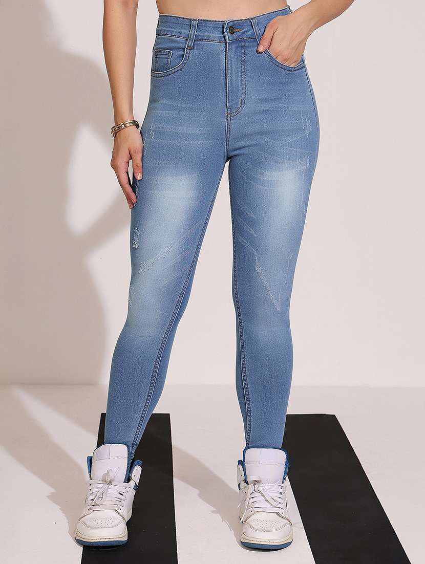women distressed high rise skinny jeans