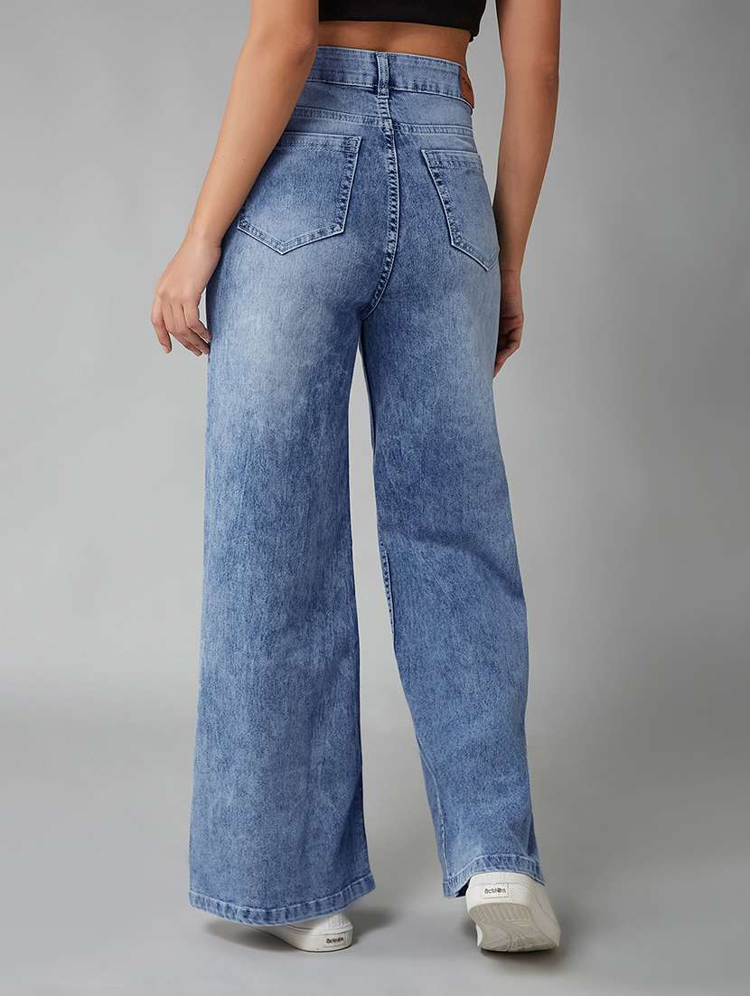 women solid high rise wide leg jeans - 22402189 -  Standard Image - 3