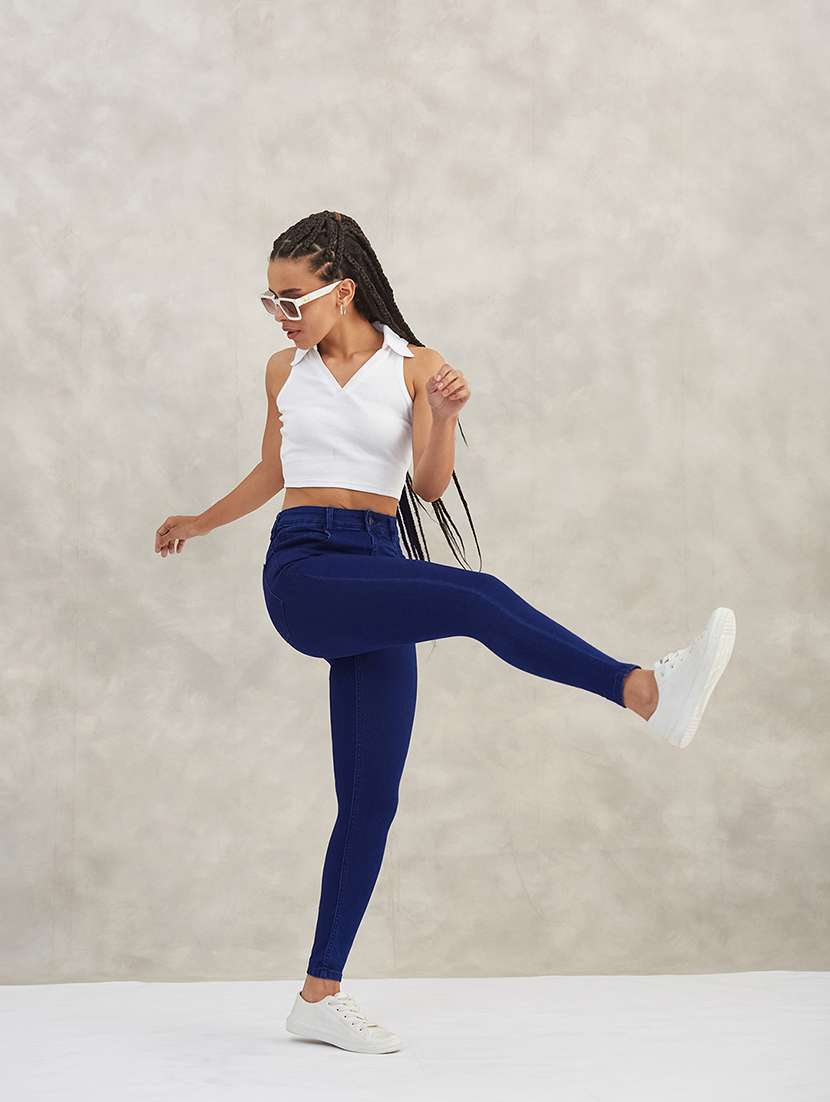 women solid high rise skinny jeans - 22402193 -  Standard Image - 3