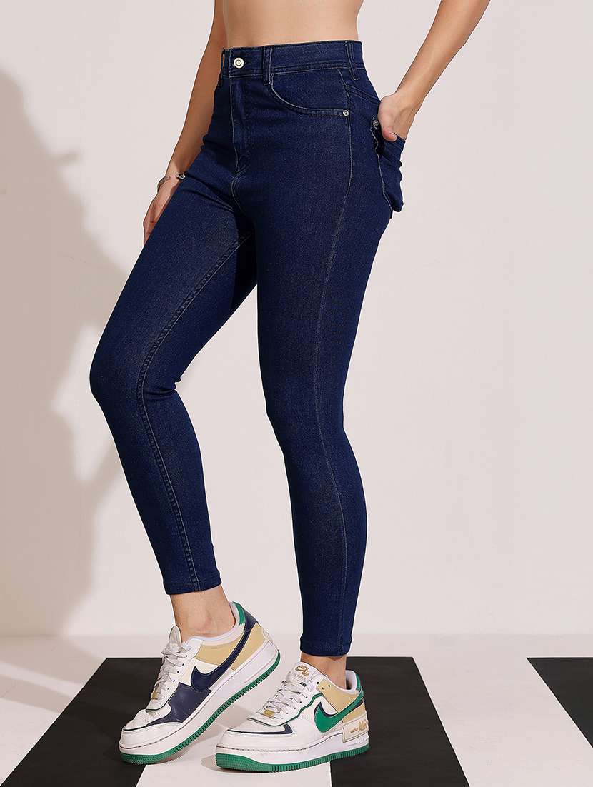 women solid high rise skinny jeans - 22402217 -  Standard Image - 3