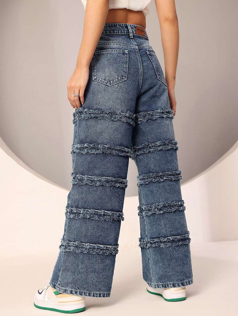 women washed high rise wide leg jeans - 22402218 -  Standard Image - 3