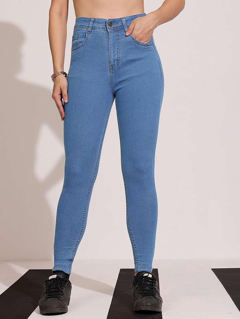 women solid high rise skinny jeans - 22402220 -  Standard Image - 3