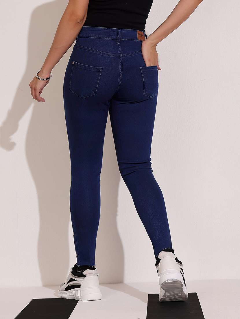 women solid high rise skinny jeans - 22402222 -  Standard Image - 3