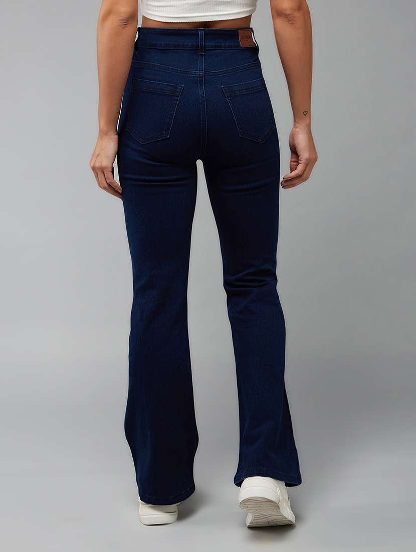 women solid high rise bootcut jeans - 22402224 -  Standard Image - 3