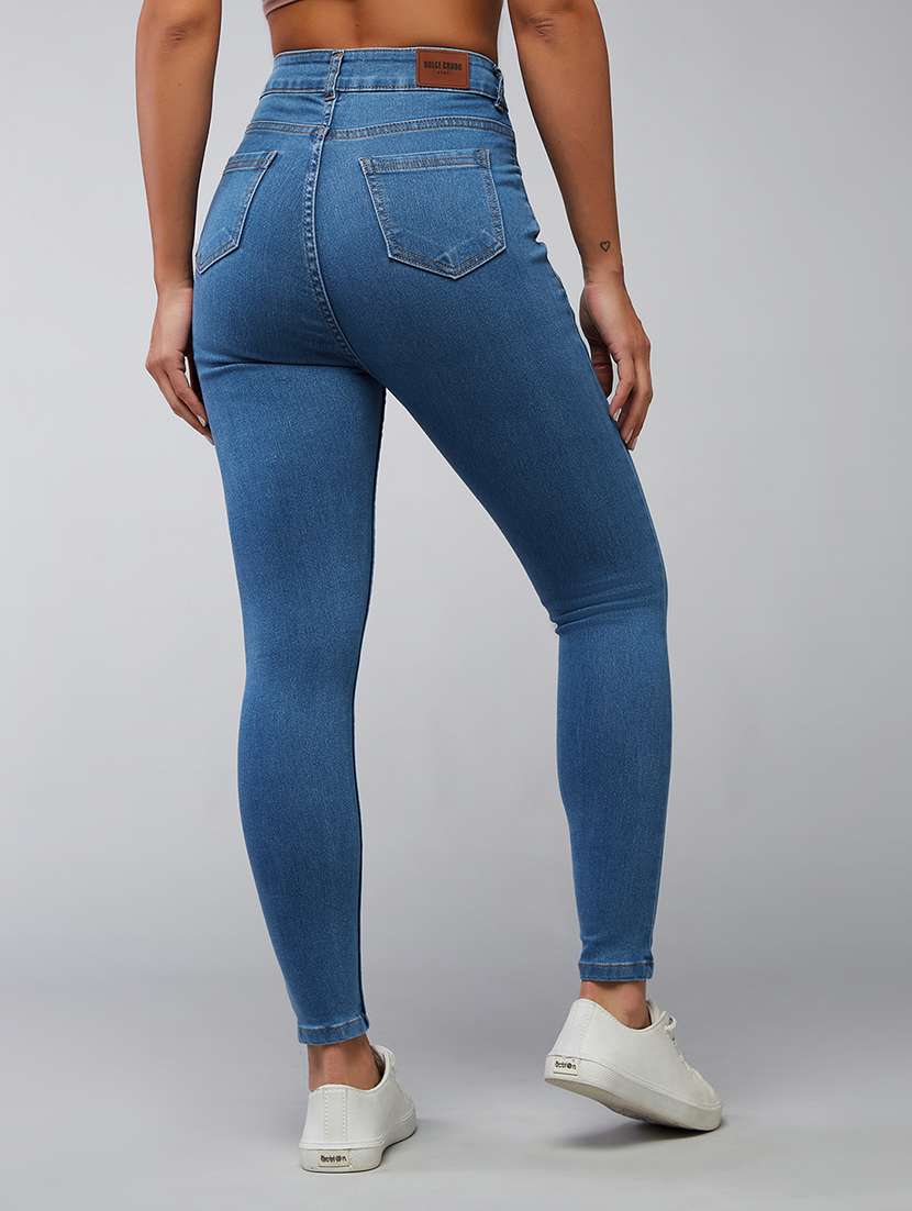 women solid high rise skinny jeans - 22402229 -  Standard Image - 3