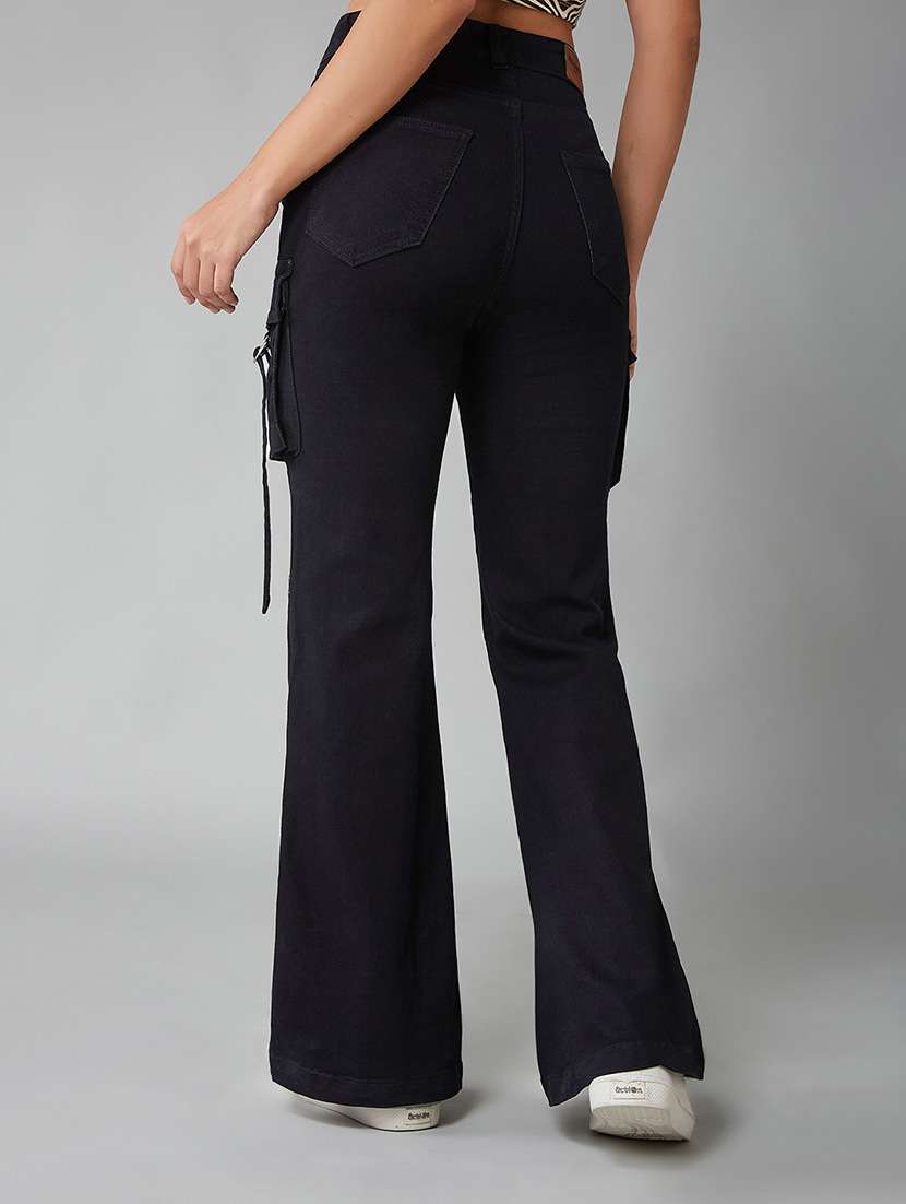 women solid high rise denim cargo - 22402231 -  Standard Image - 3
