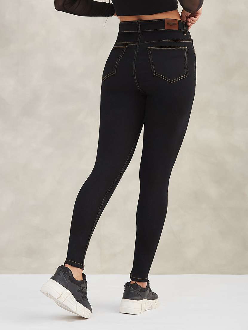 women solid high rise skinny jeans - 22402255 -  Standard Image - 3
