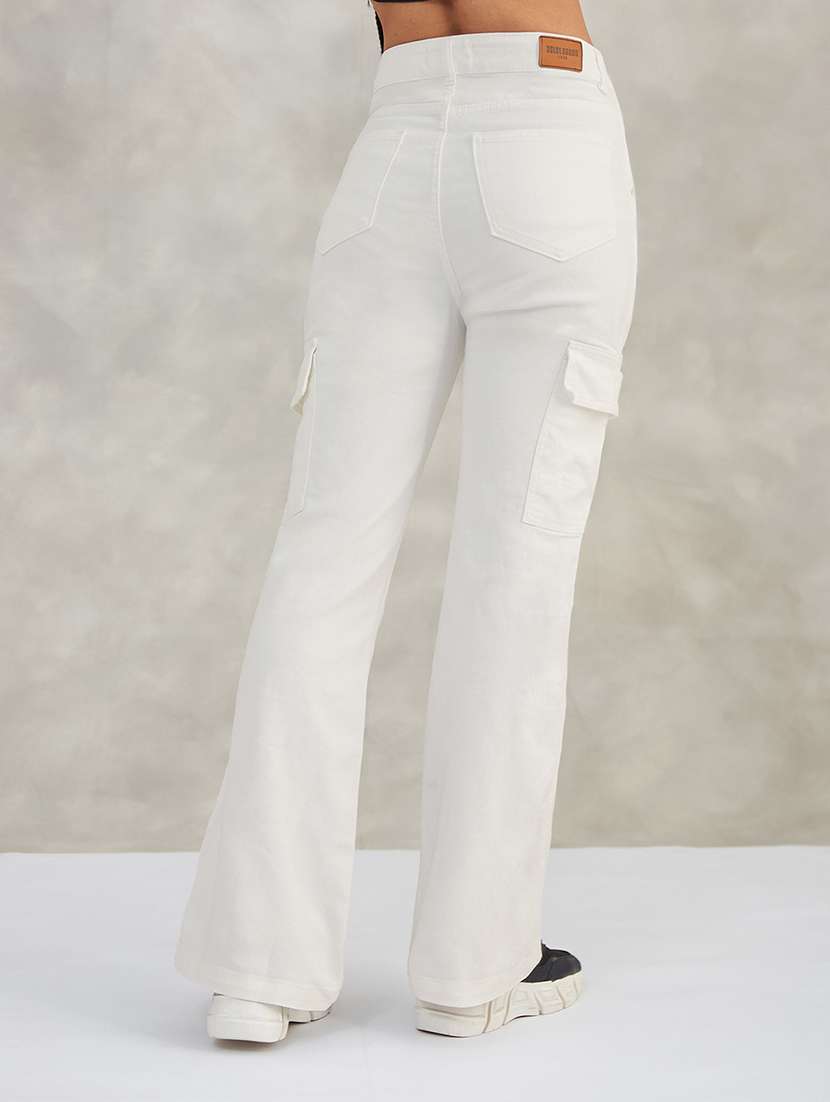 women solid high rise cargo - 22402258 -  Standard Image - 3