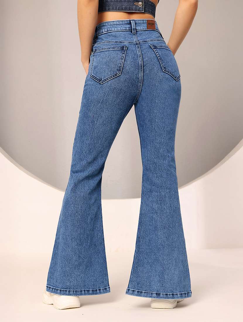 women solid high rise bootcut jeans - 22402260 -  Standard Image - 3
