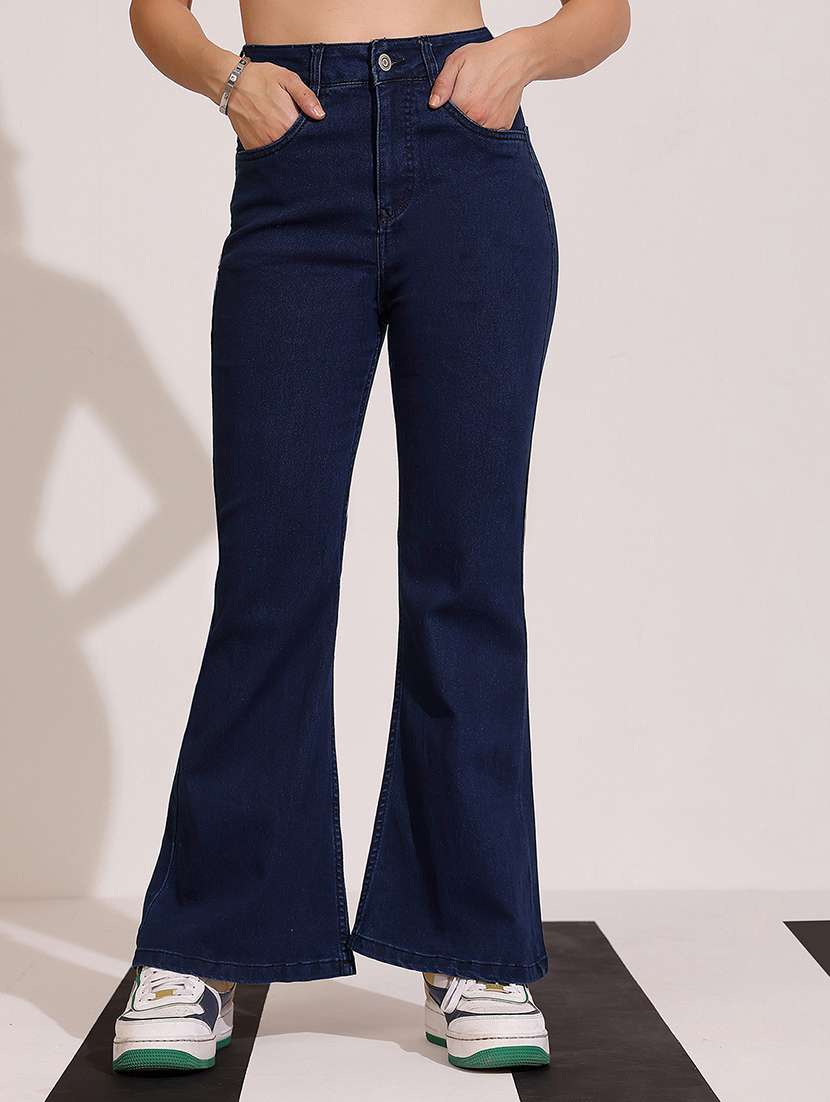 women solid high rise bootcut jeans - 22402267 -  Standard Image - 3