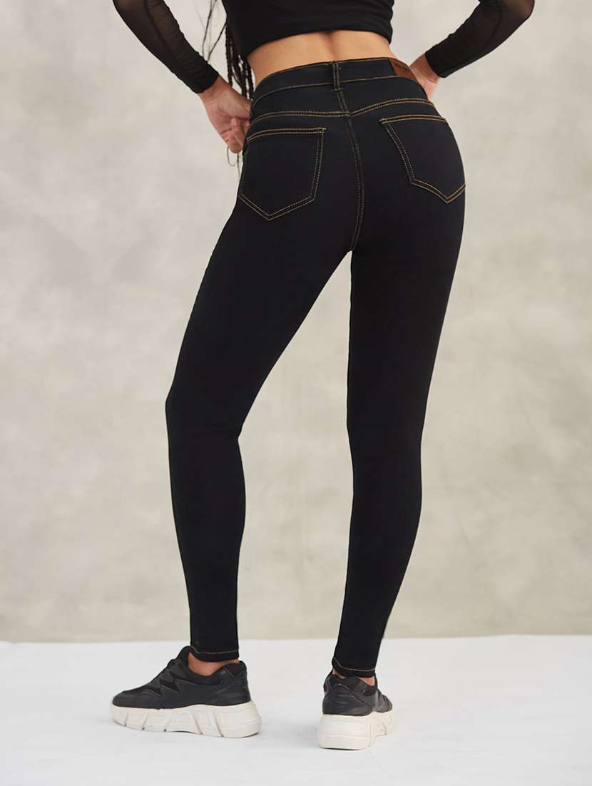 women solid high rise skinny jeans - 22402269 -  Standard Image - 3