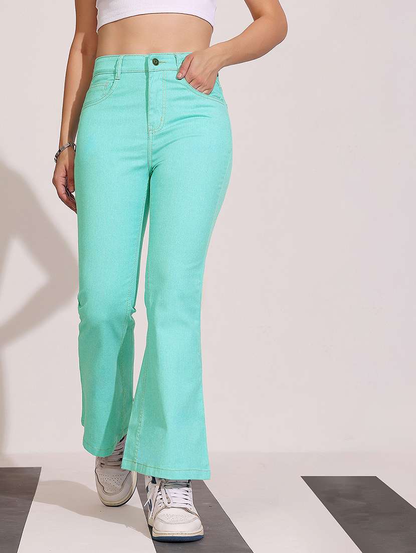 women solid high rise bootcut jeans - 22402270 -  Standard Image - 3