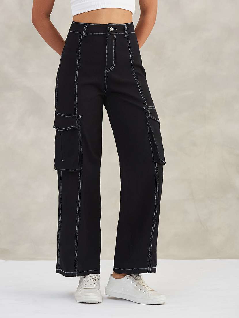 women solid high rise cargo
