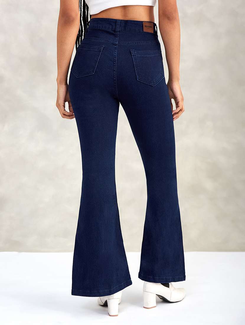 women solid high rise bootcut jeans - 22402324 -  Standard Image - 3