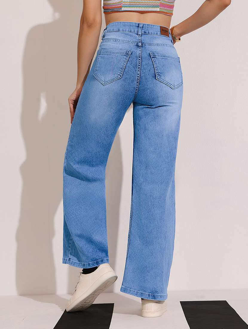 women solid high rise wide leg jeans - 22402327 -  Standard Image - 3