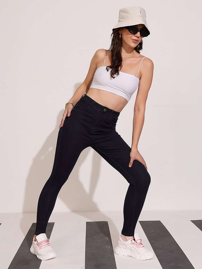 women solid high rise skinny jeans - 22402340 -  Standard Image - 3
