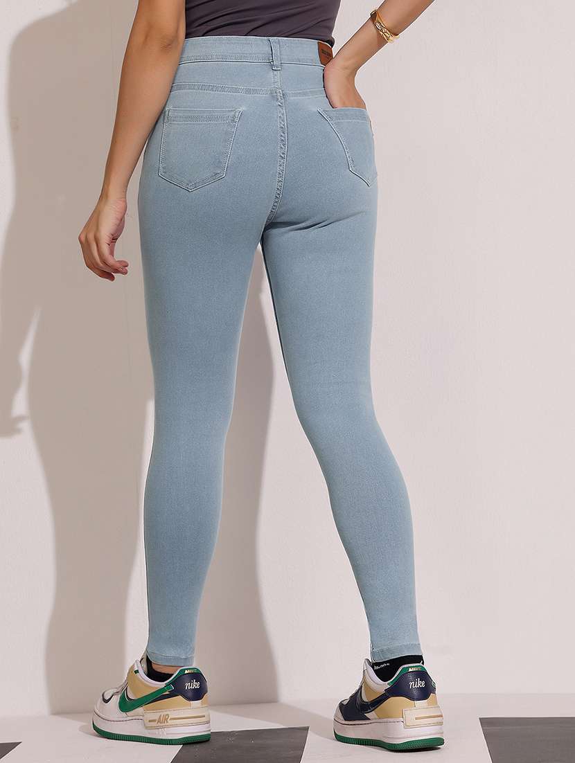 women slash knee high rise skinny jeans - 22402344 -  Standard Image - 3