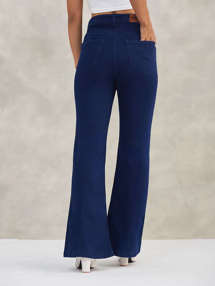 women solid high rise bootcut jeans - 22402345 -  Standard Image - 3