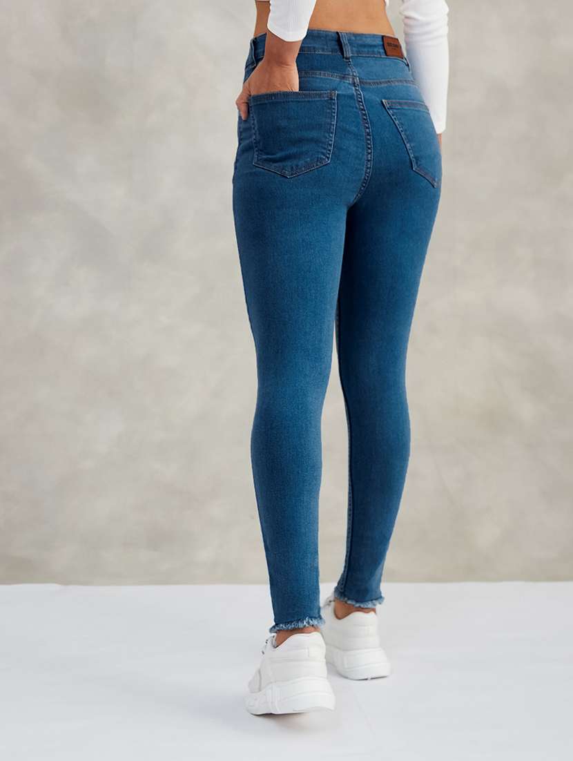 women solid high rise skinny jeans - 22402346 -  Standard Image - 3