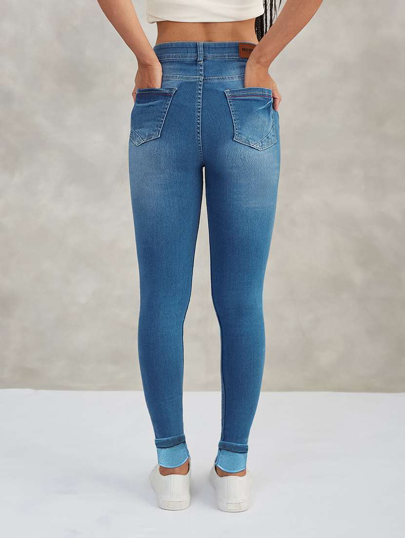 women distressed high rise skinny jeans - 22402348 -  Standard Image - 3