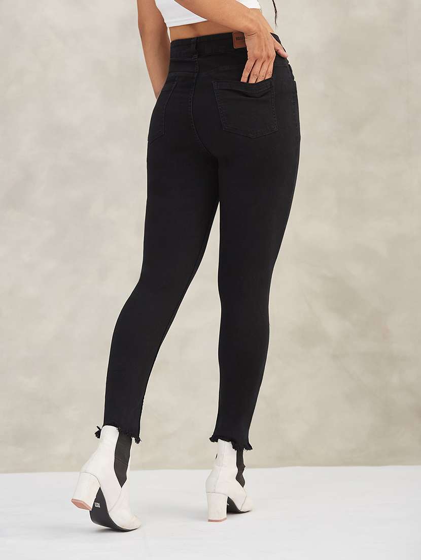 women solid high rise skinny jeans - 22402359 -  Standard Image - 3