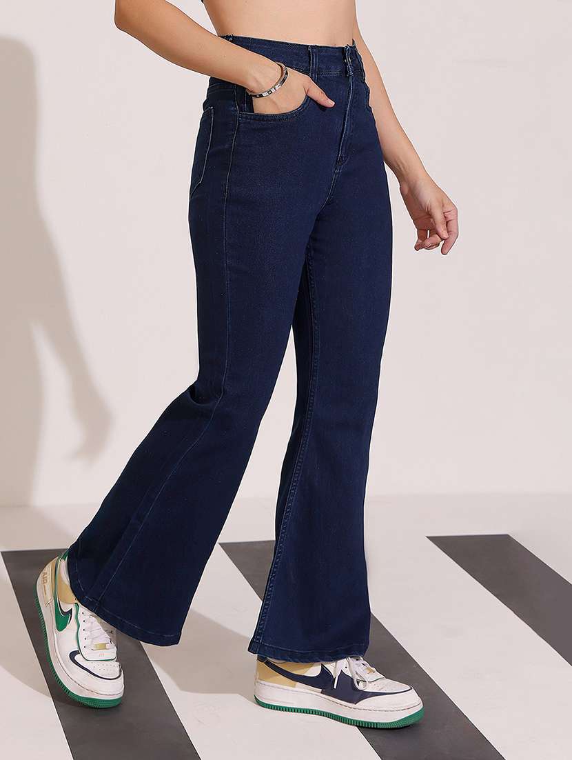 women solid high rise bootcut jeans - 22402363 -  Standard Image - 3