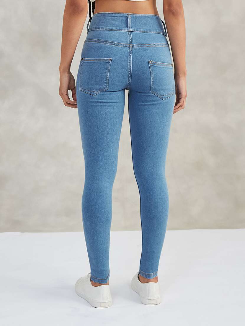 women solid high rise skinny jeans - 22402372 -  Standard Image - 3