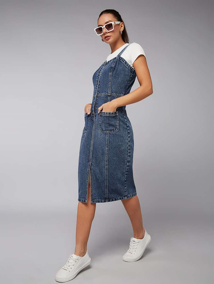 blue cotton sheath dress