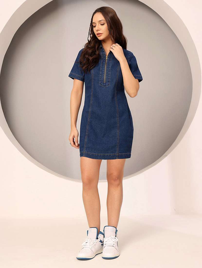 blue cotton shift dress